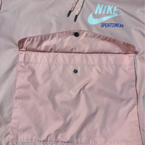 Nike Pink & Blue Retro Cowl Neck Pullover Windbreaker Jacket - Picture 6 of 12